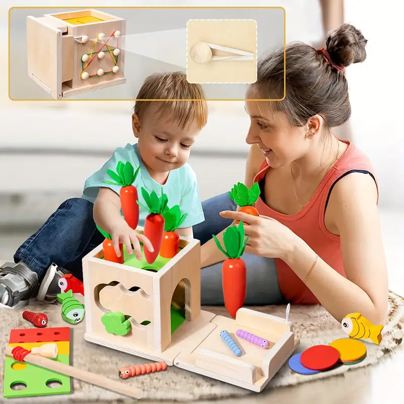 Montessori 8-in-1 Wooden Activity Box for Babies 8 Months+
