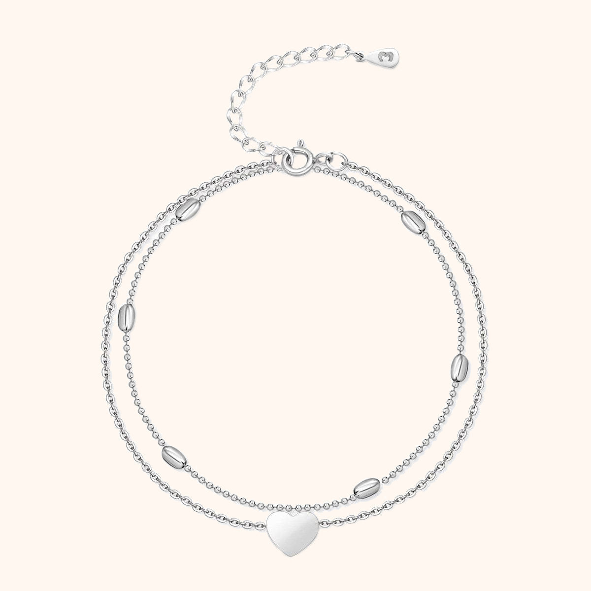 Fiora - Silver Heart Charm Anklet