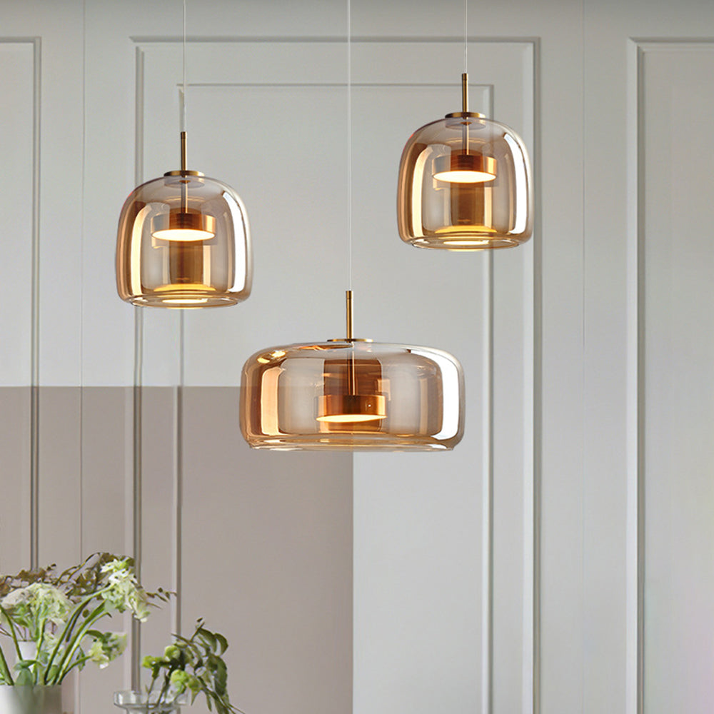 Hailie LED - Amber Glass Pendant Light for Ambient Lighting