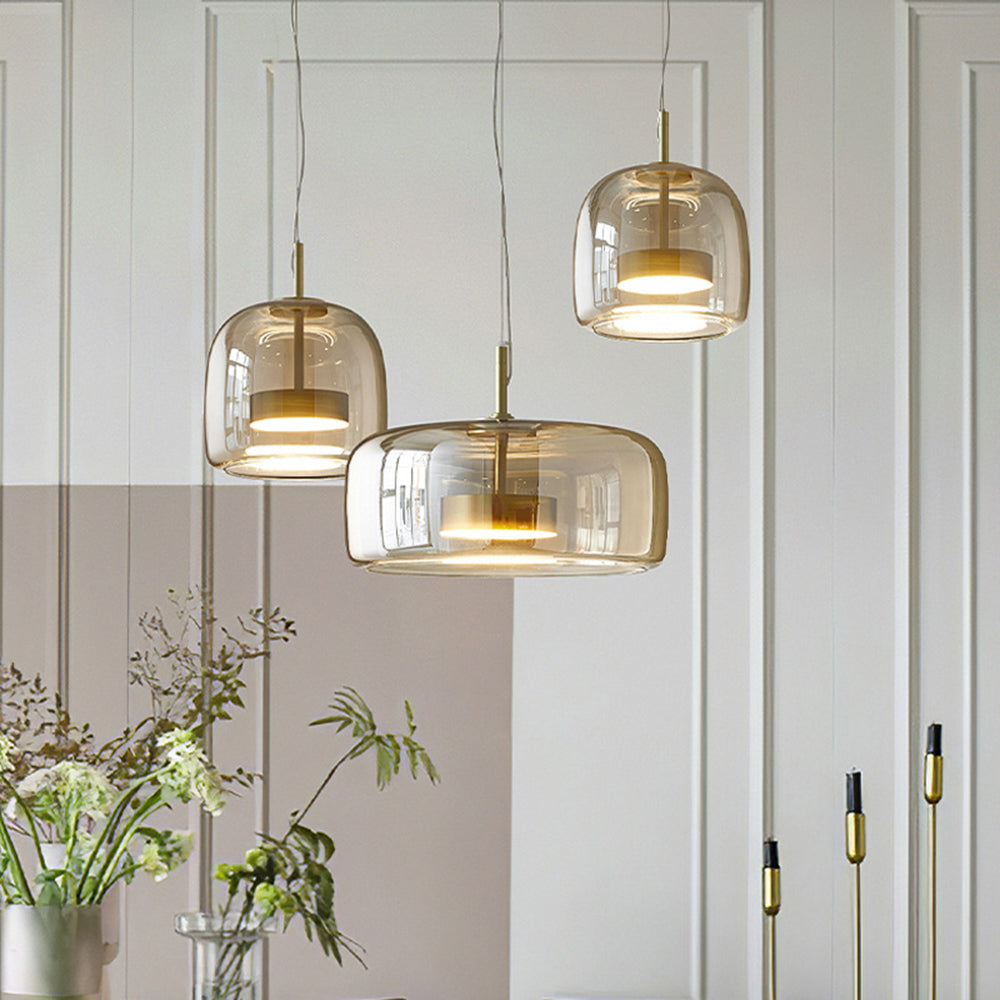 Hailie LED - Amber Glass Pendant Light for Ambient Lighting