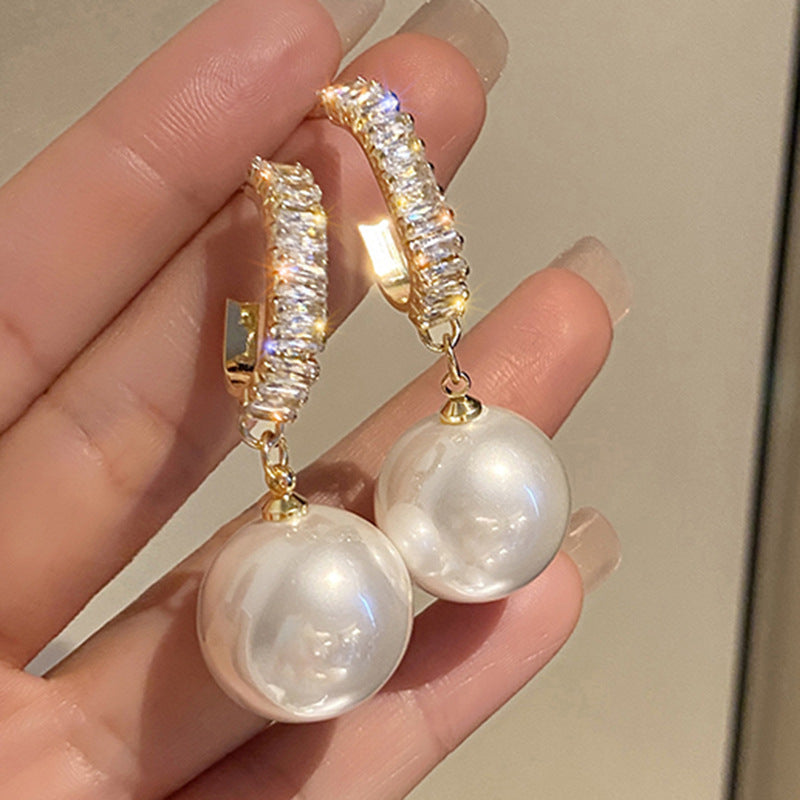 Amara - Boucles d'oreilles perle et zircone de luxe