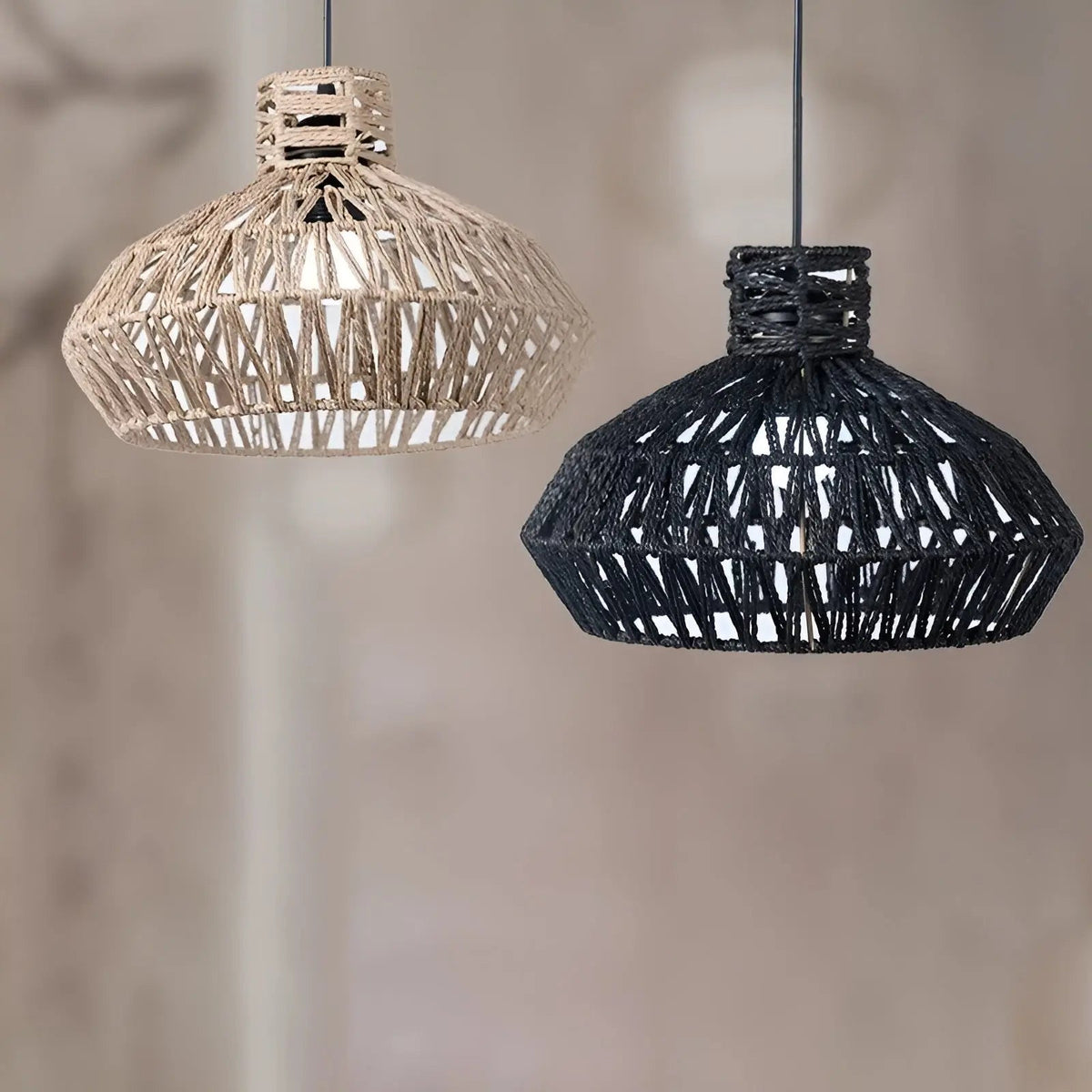 AntiqueWeave - Handwoven Vintage Rattan Pendant Light