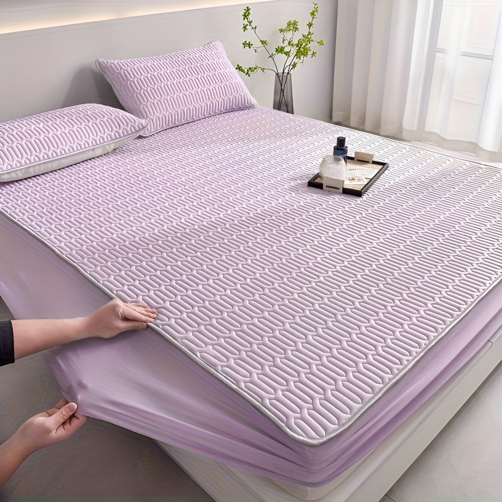 ChillDreams Set - Surmatelas en latex rafraîchissant et taies d'oreiller de luxe