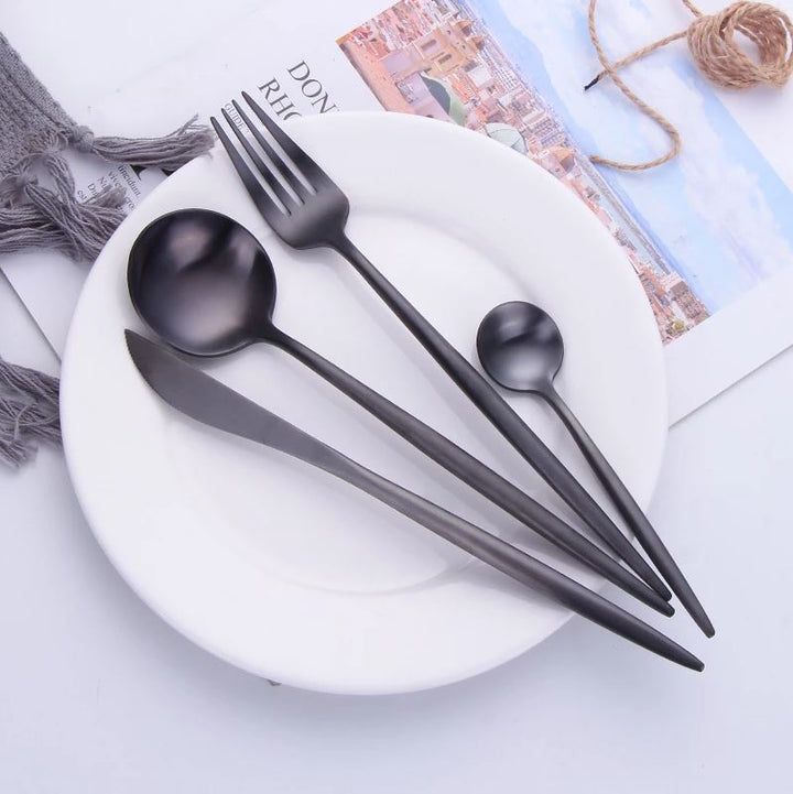 Napoli - Luxury Black Stainless Steel Cutlery Set