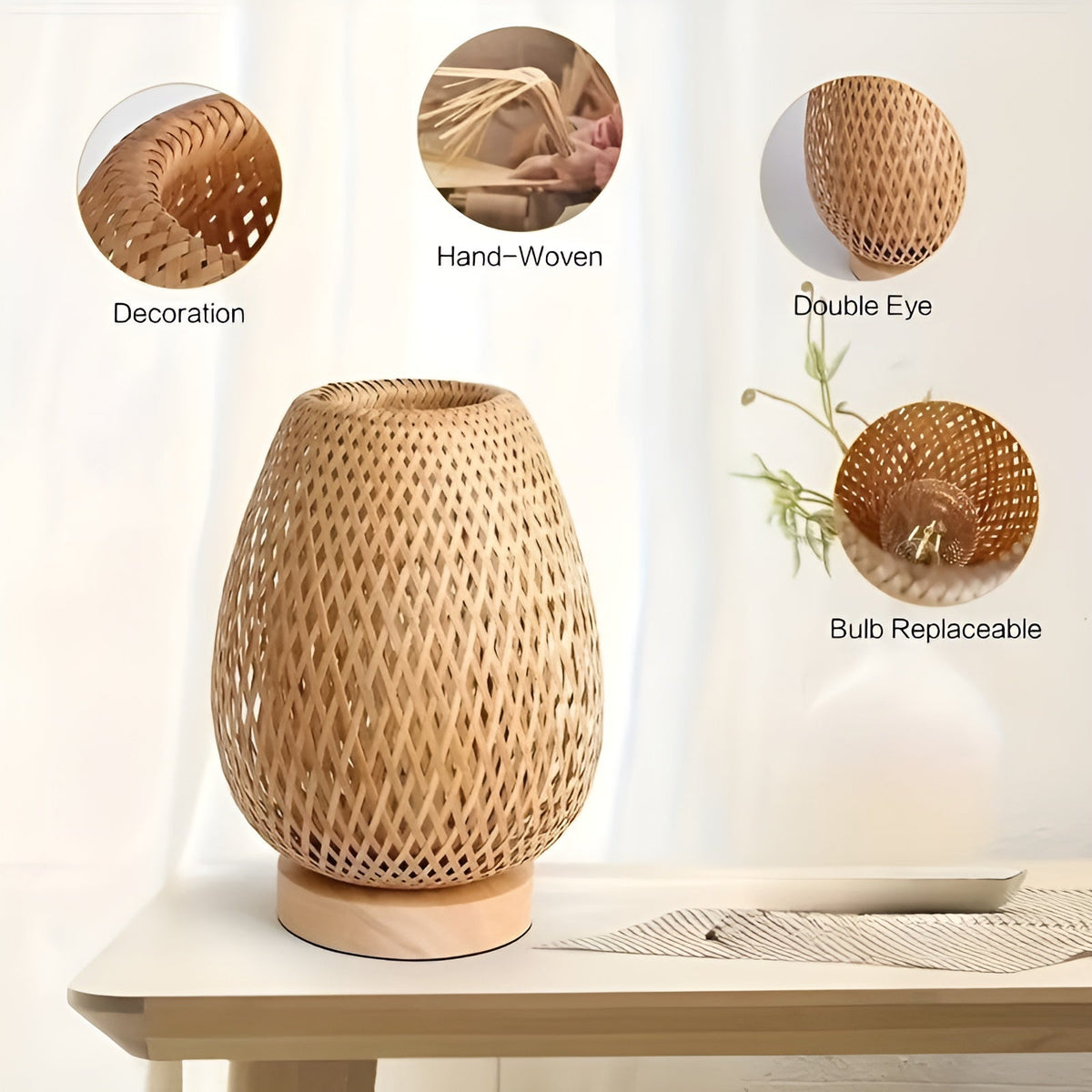 BambooAura - USB-Powered Bamboo Table Lamp