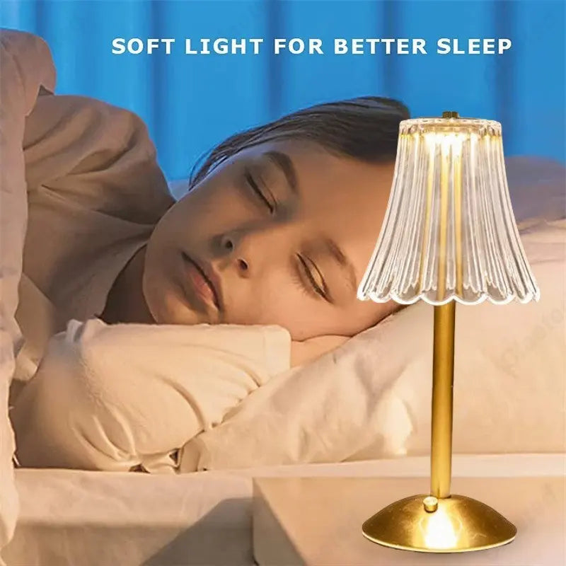 Cristalglow Table Lamp - Elegant Cordless Crystal Decor