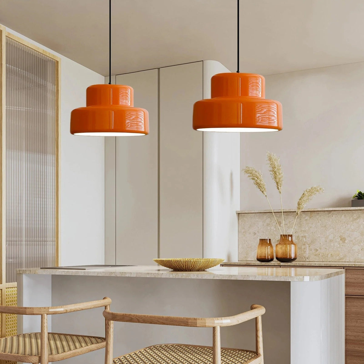 Bauhaus Glow Light - Orange Vintage Pendant for Dining Room