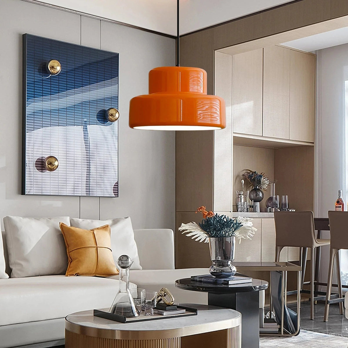 Bauhaus Glow Light - Orange Vintage Pendant for Dining Room