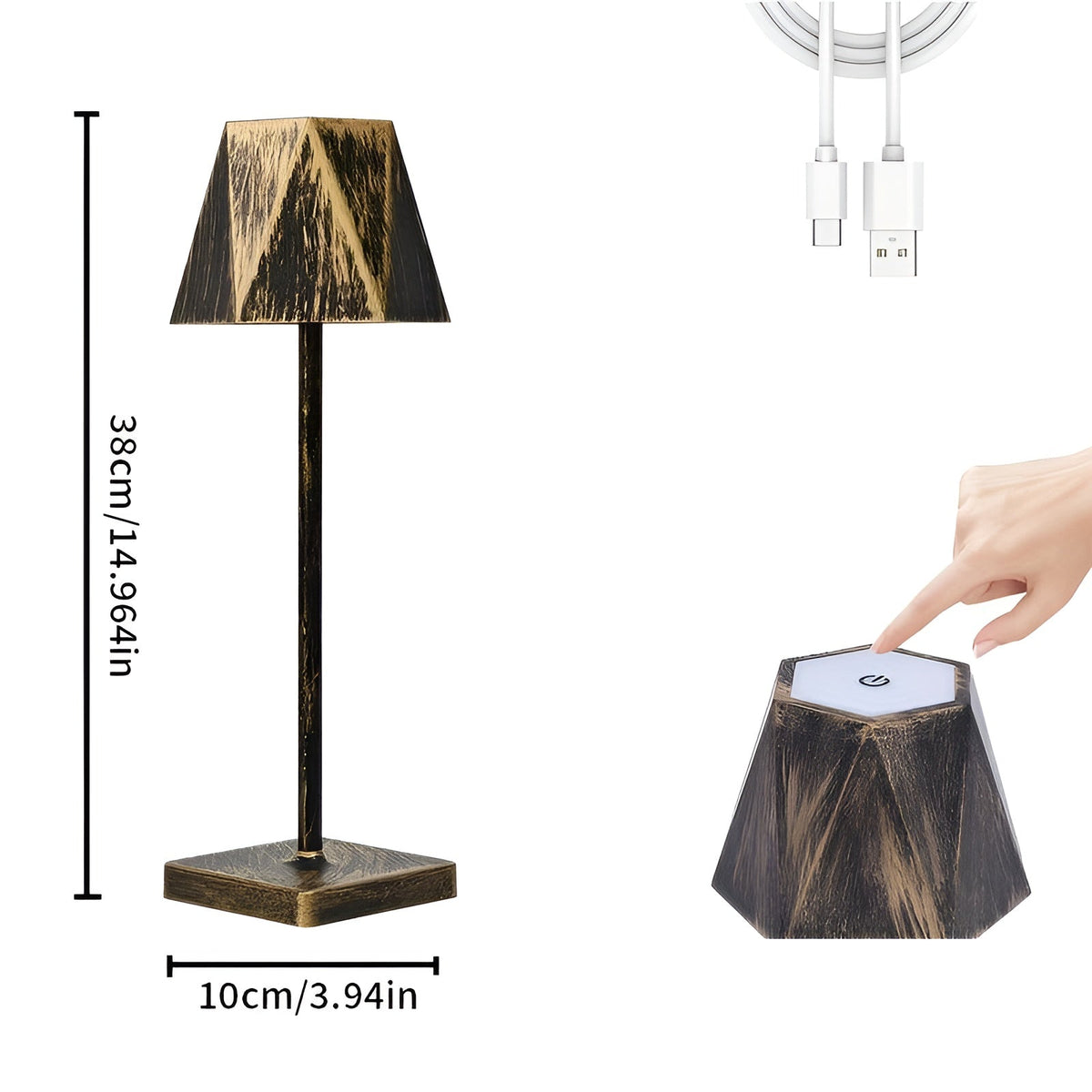 BrightLuxe - Retro Wireless Rechargeable LED Table Lamp