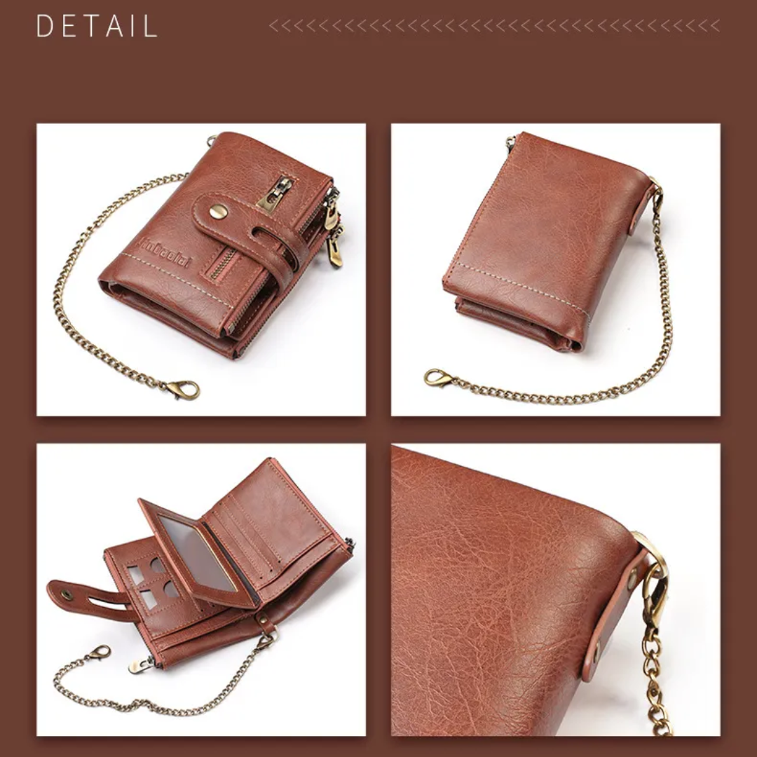 VintageCraft - Portefeuille Cuir Vintage à Chaîne