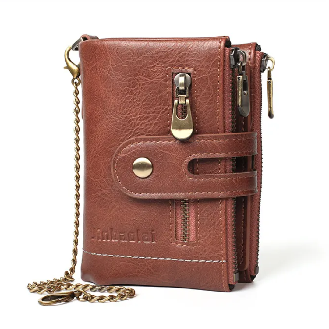 VintageCraft - Portefeuille Cuir Vintage à Chaîne