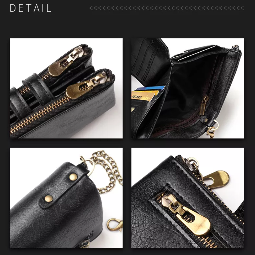 VintageCraft - Portefeuille Cuir Vintage à Chaîne