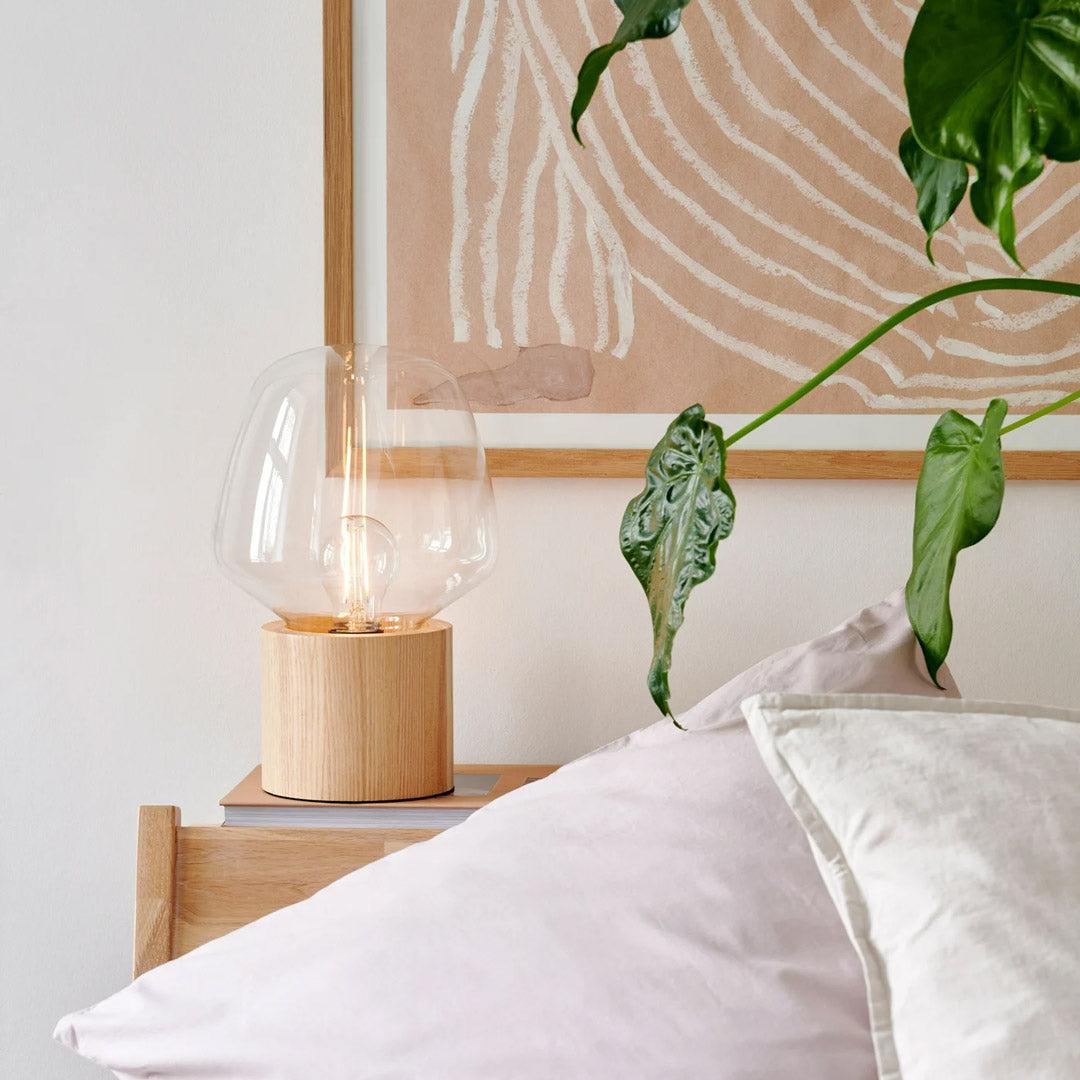 TeduWood - Wood and Hand-Blown Glass Table Lamp