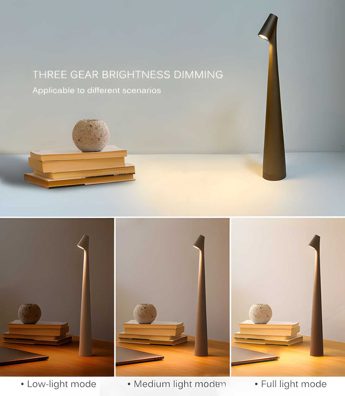 LunaSlim - Elegant Cordless Table Lamp with Adjustable Brightness