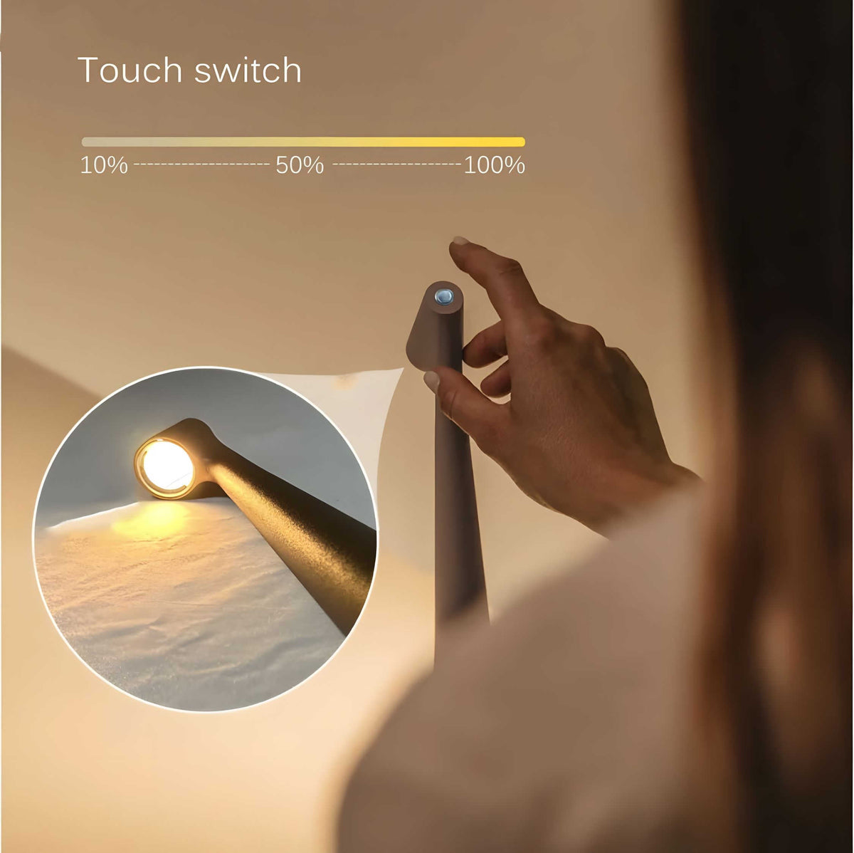 LunaSlim - Elegant Cordless Table Lamp with Adjustable Brightness