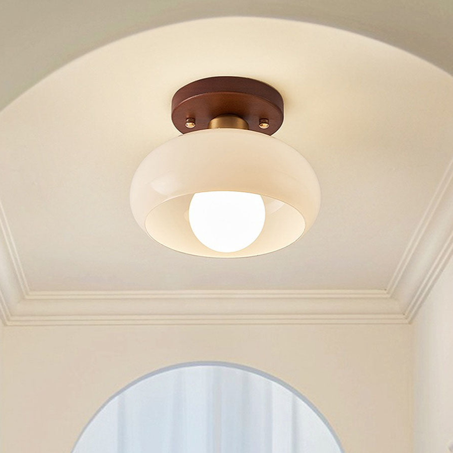 Maplecroft - Vintage Wood and Glass Ceiling Light