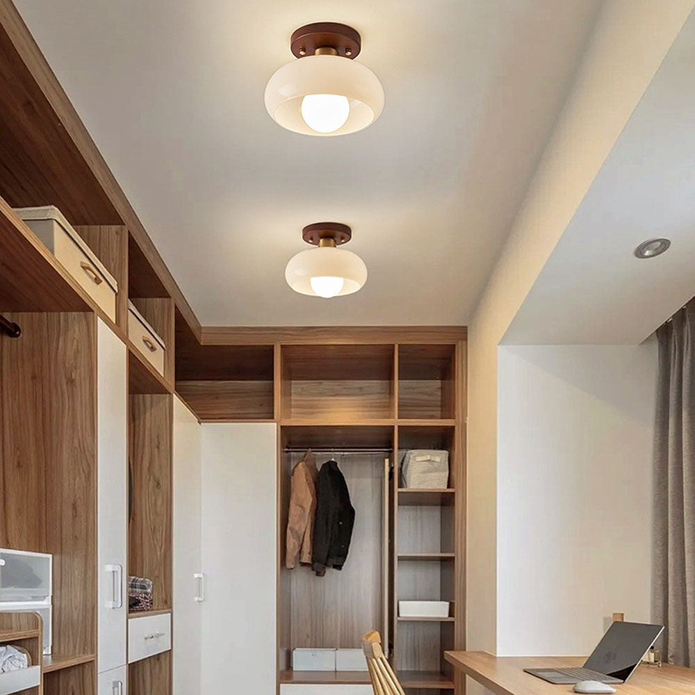 Maplecroft - Vintage Wood and Glass Ceiling Light