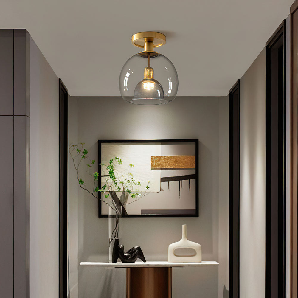 RefinedGlow - Modern Gray Glass Ceiling Light