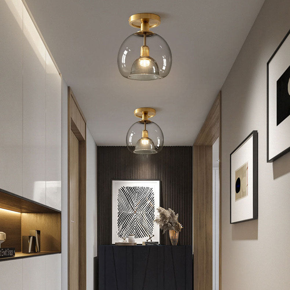 RefinedGlow - Modern Gray Glass Ceiling Light