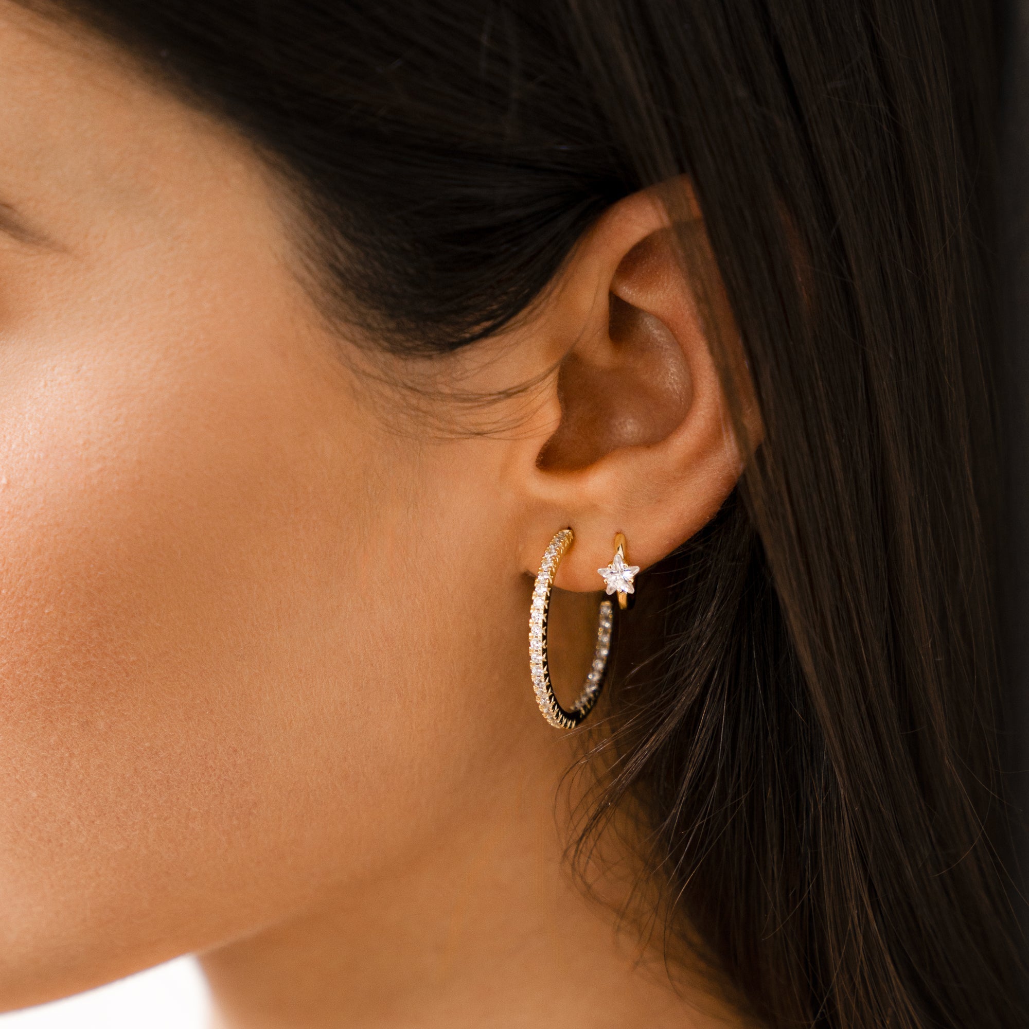 Lunara - Sparkling Zirconia Star Hoop Earrings