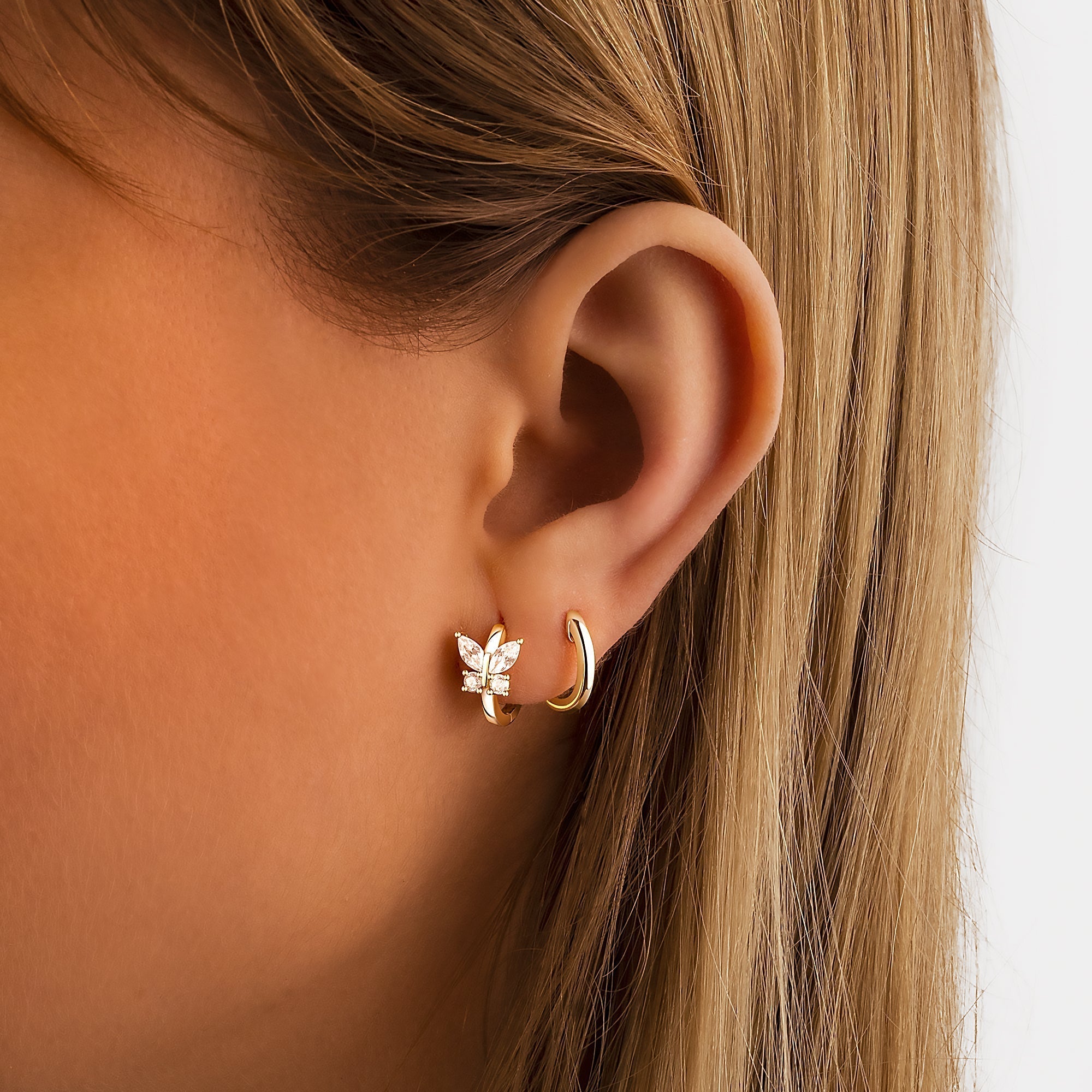 Auryn - Silver Butterfly Earrings with Zirconia Crystals