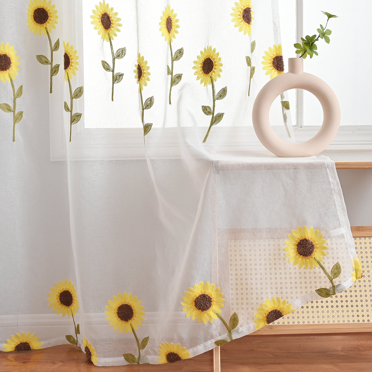 Harvestbloom - Rustic Sunflower Print Curtains