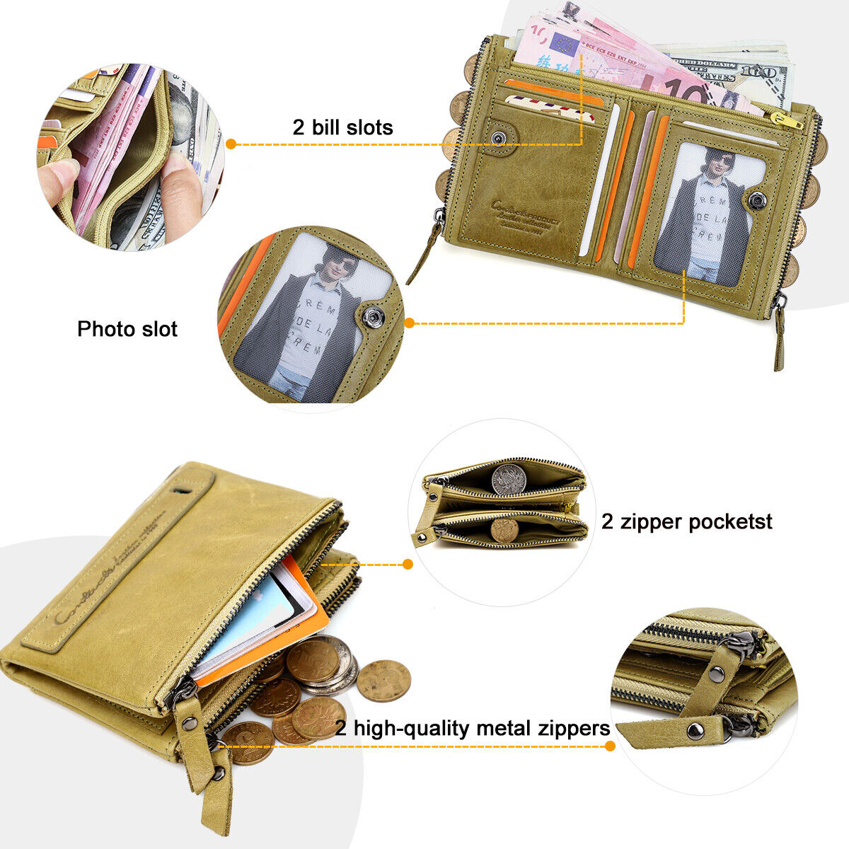 CompactWallet - Portefeuille Compact Double Zip