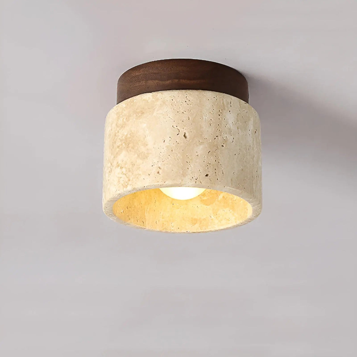 Tonoka - Japanese Travertine and Wood LED Ambient Lamp