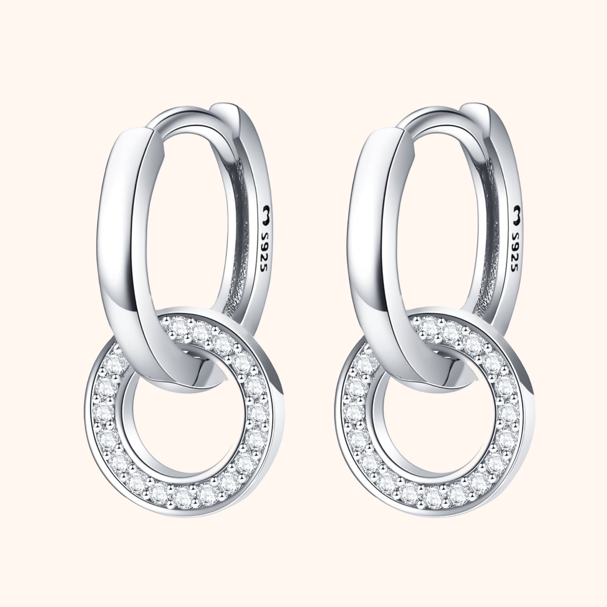 Nerida - Elegant Interlinked Silver Hoop Earrings