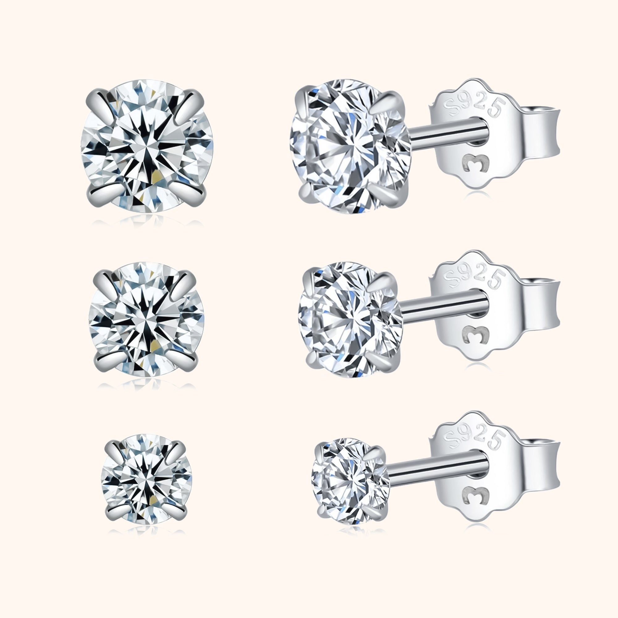 Lynette - Minimalist Round Silver Zirconia Earrings
