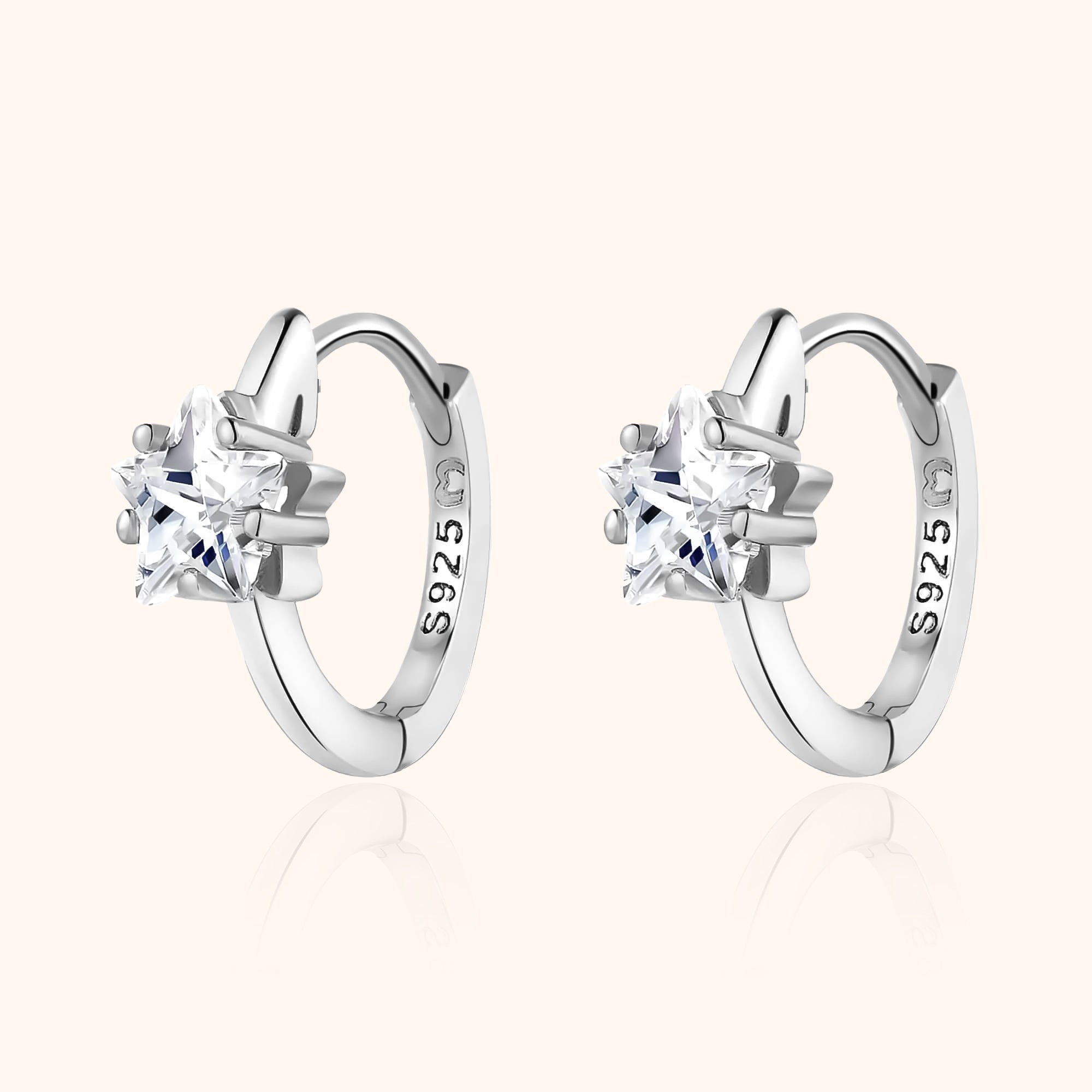 Lunara - Sparkling Zirconia Star Hoop Earrings
