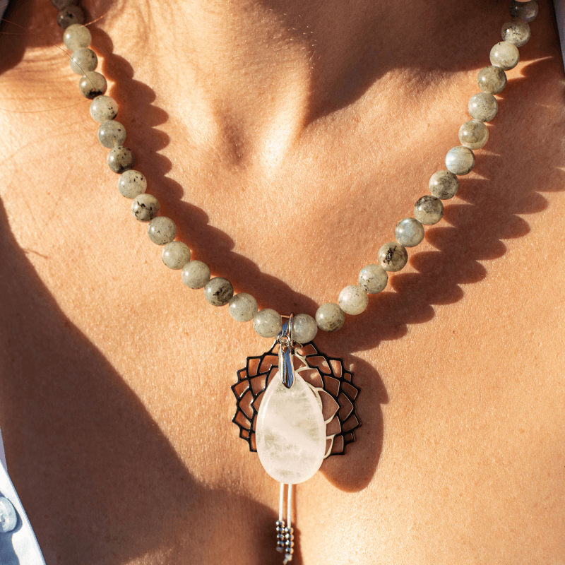 Seraphine - Mala collier et bracelet en labradorite, jade et améthyste