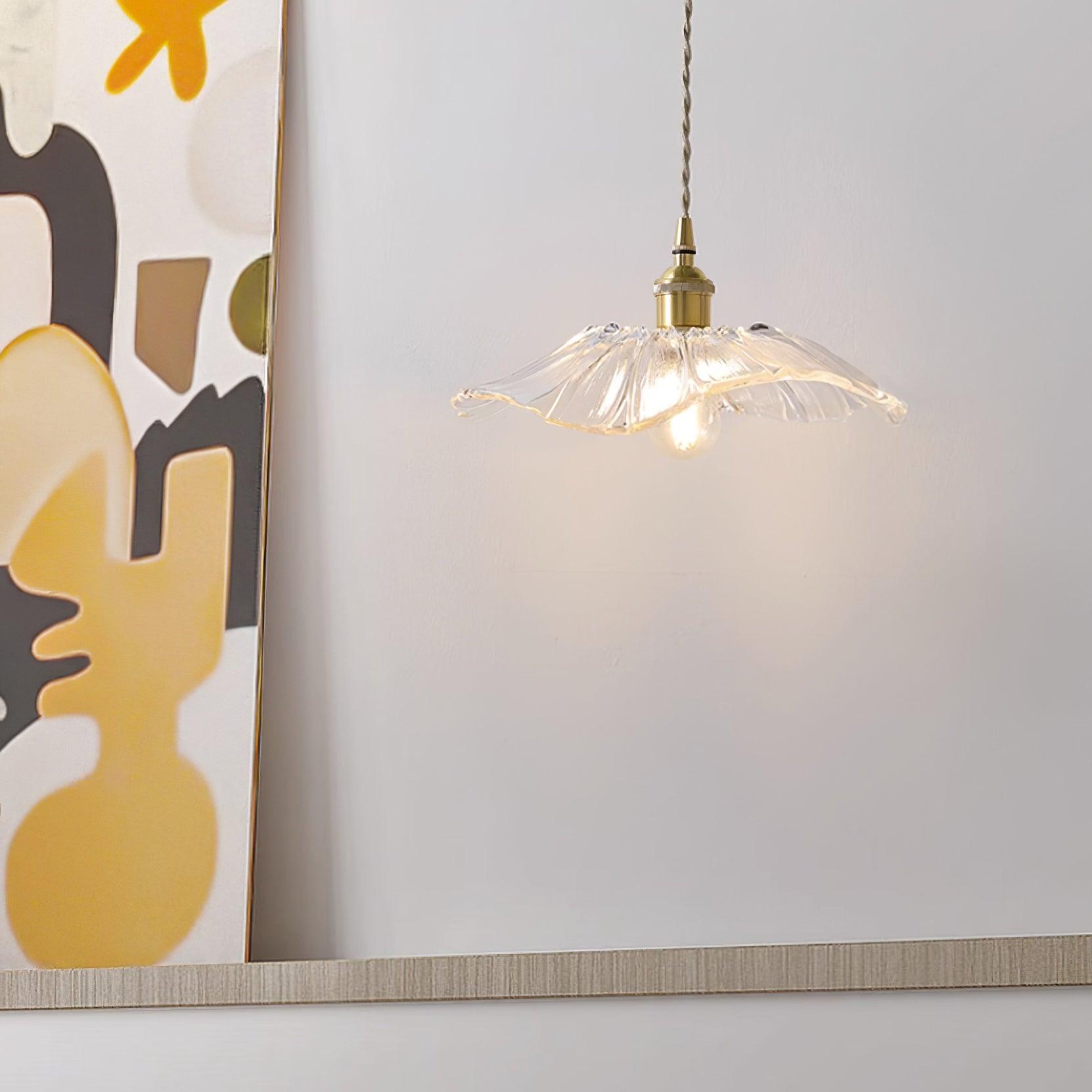 NostalgieLicht - Suspension Rétro en Verre avec Accents Cuivrés