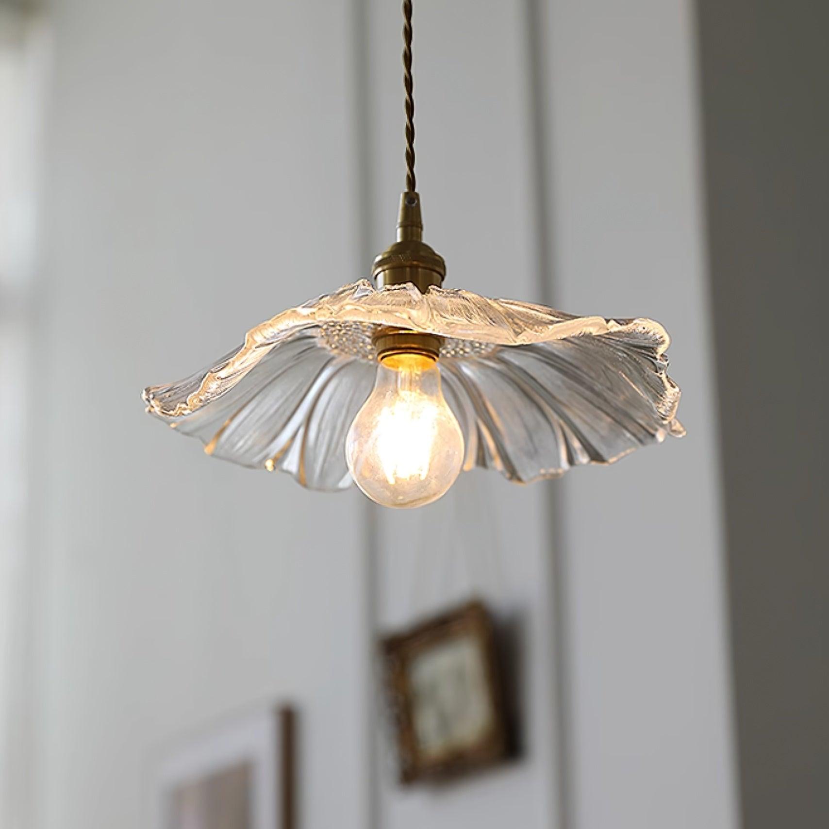NostalgieLicht - Suspension Rétro en Verre avec Accents Cuivrés