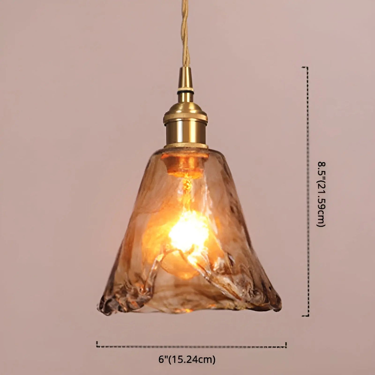 GlassElegance - Amber Glass Pendant Light with Crystal Prisms