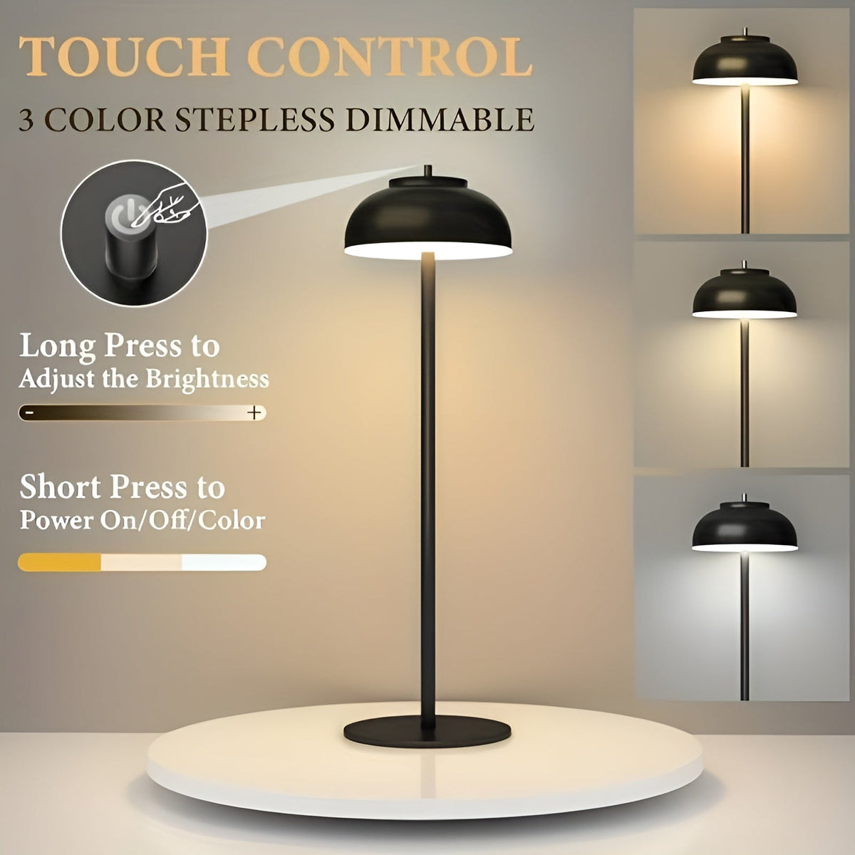 GlowMate - Dimmable Wireless Rechargeable LED Table Lamp