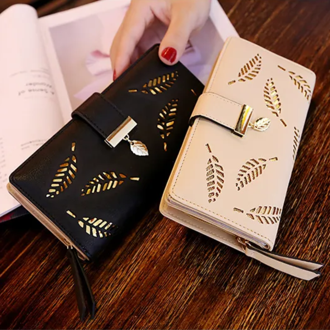 GoldenLeaf | Portefeuille en cuir PU avec design élégant et breloque dorée | Compact et pratique pour tous vos essentiels 2
