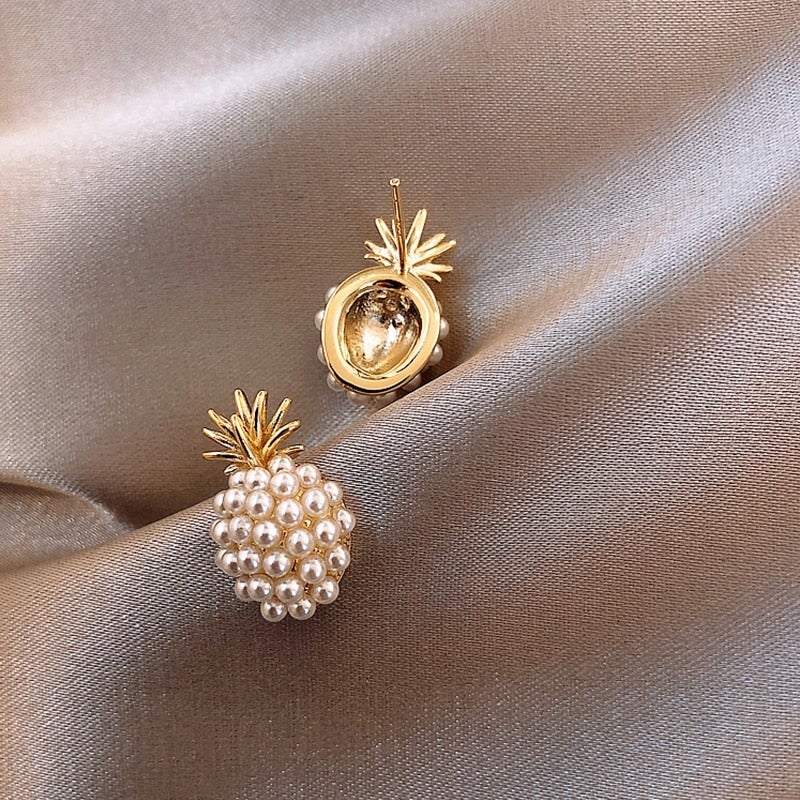 Leilani - Boucles d'oreilles ananas tropical et perle