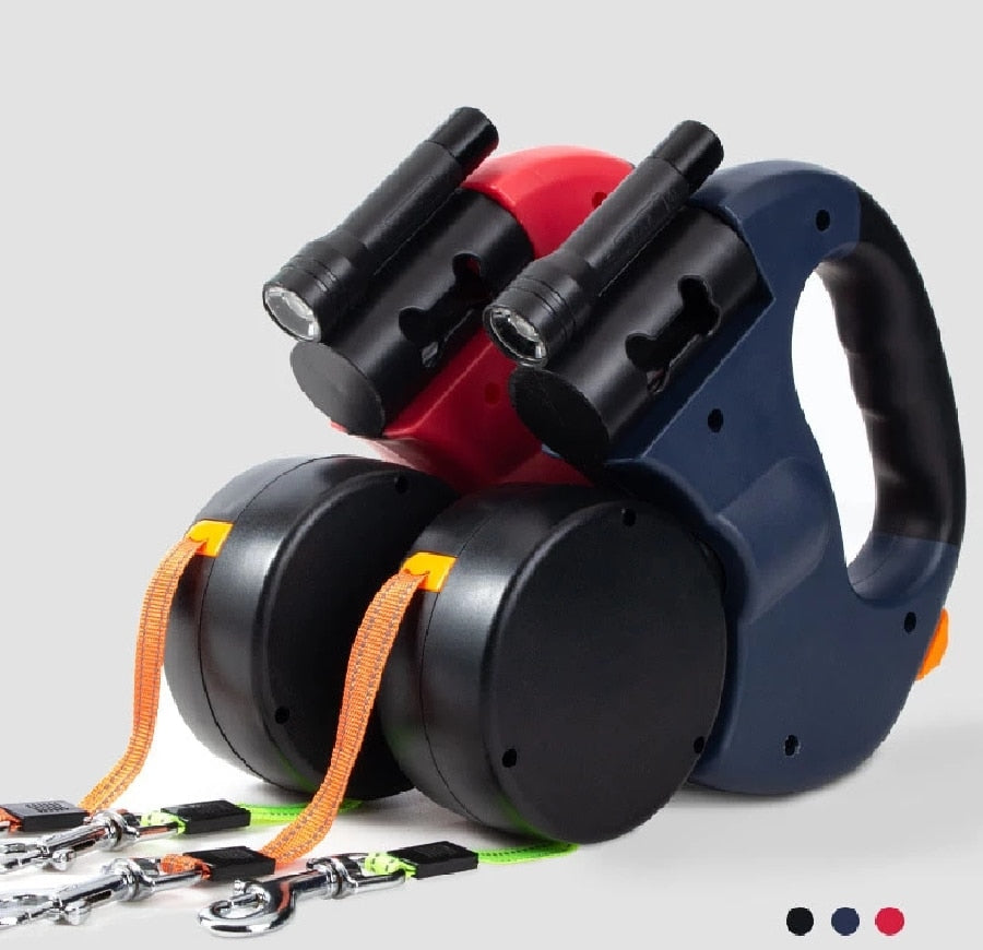DuoPaw - Laisse Rétractable Double Chien Anti-Nœud
