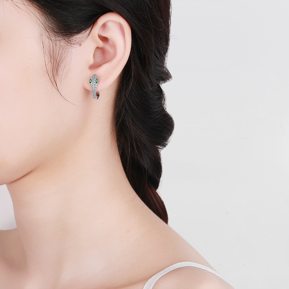 Leila - Boucles d'oreilles serpent en argent 925 élégantes