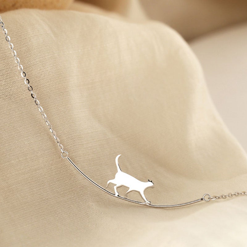 Felina - Collier chat grimpant en argent
