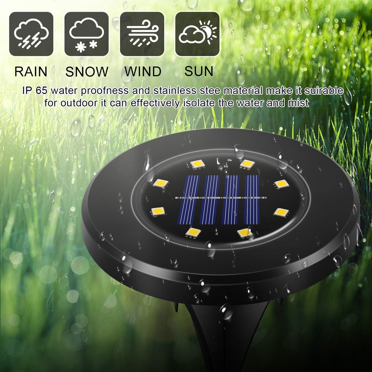 Solar LED Deluxe Garden Lights Black Edition - Wireless Waterproof IP65 Lighting