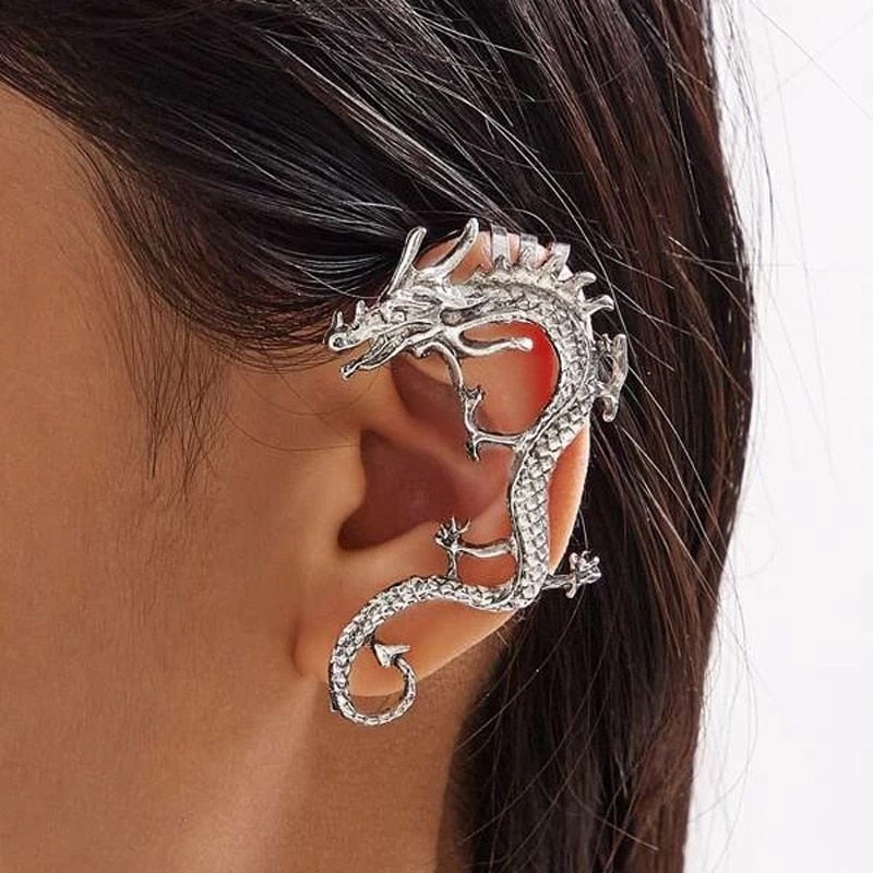 Nysa - Mystical Silver Dragon Earrings