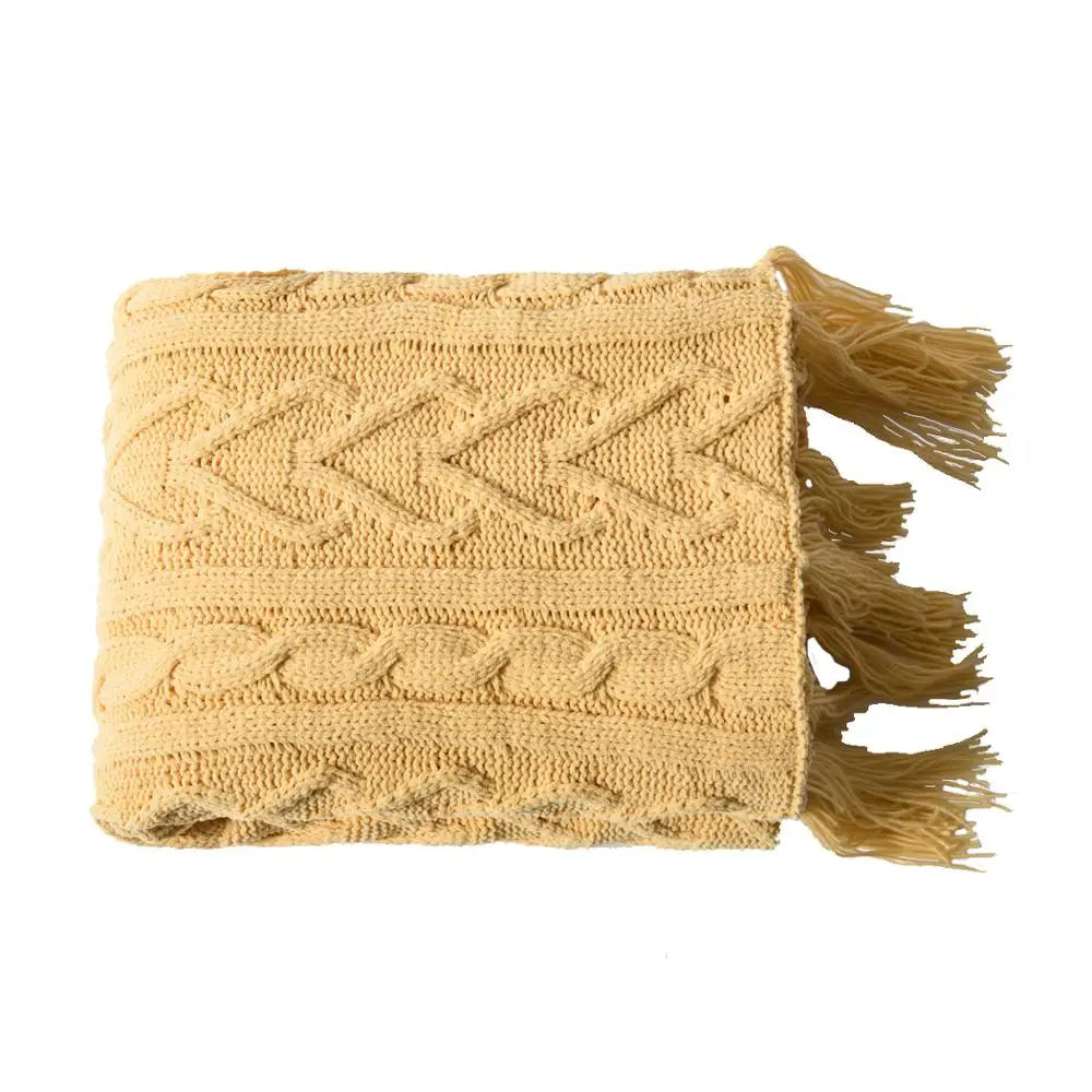HeartCozy - Heart-Fringe Knitted Chenille Throw