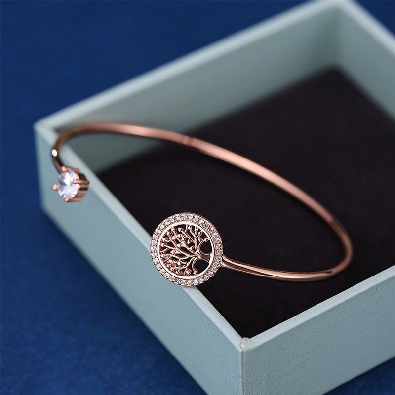 Elowen - Bracelet arbre de vie réglable en argent