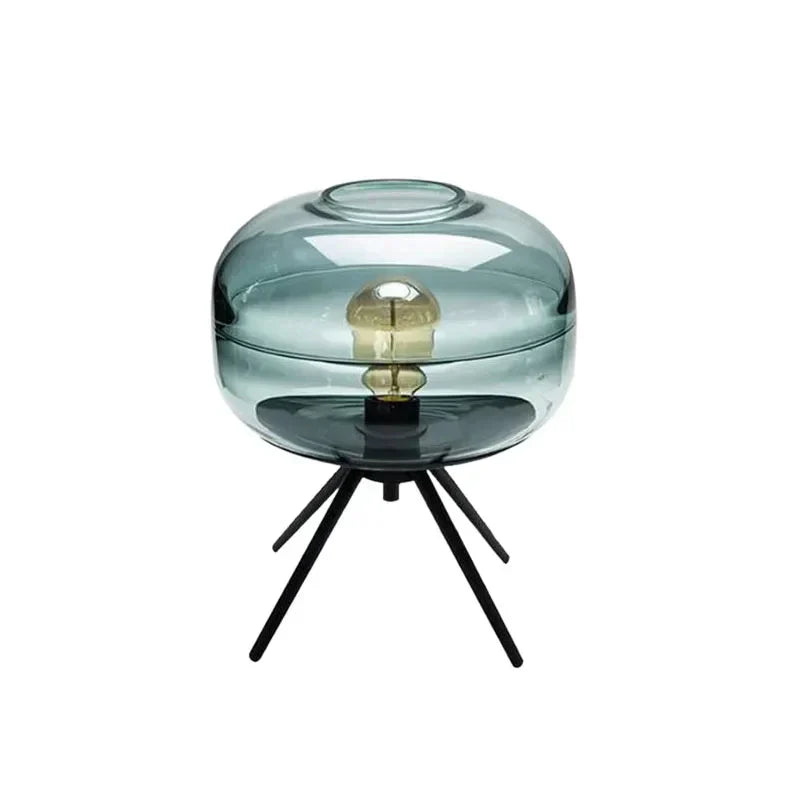 Glasshaven - Elegant Blue Glass Lamp with Built-In Shelf