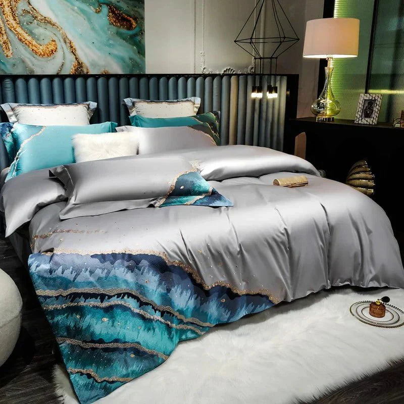 Whimsical Waters – Parure de Housse de Couette de Luxe en Coton Égyptien