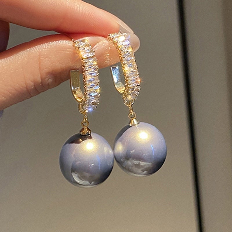 Delphine - Boucles d'oreilles luxe perle et zircone