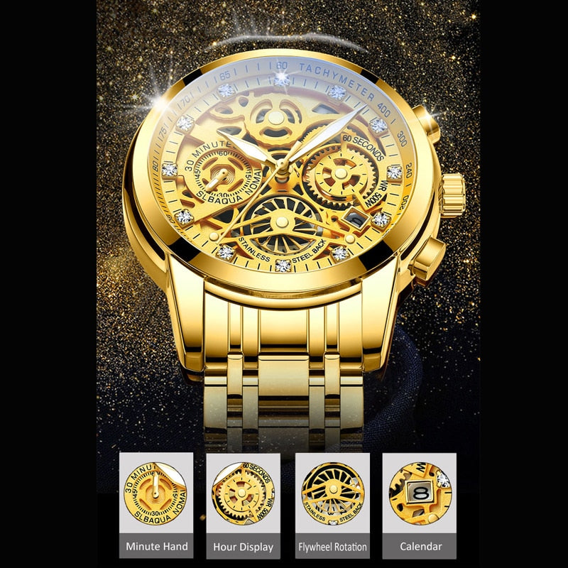 SkeletonWatch - Montre squelette noire pour homme