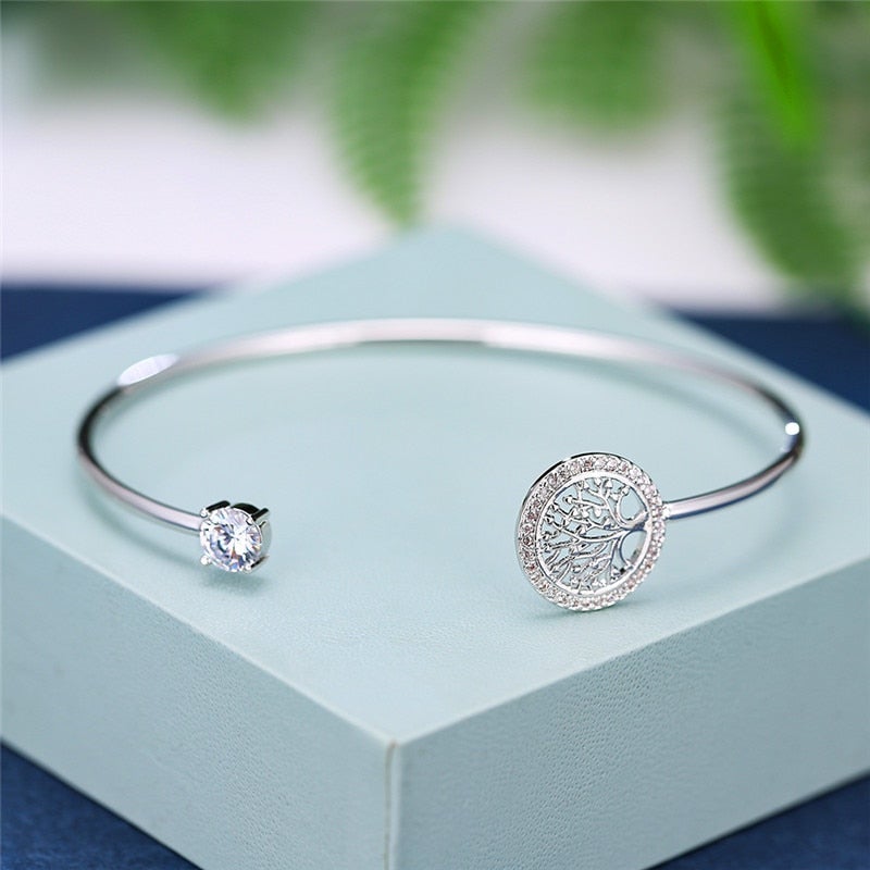 Elowen - Bracelet arbre de vie réglable en argent